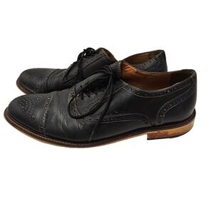 Warfield & Grand Black Shoes Mens 11 Oxford Designer Luxury Cap-Toe Wing Work